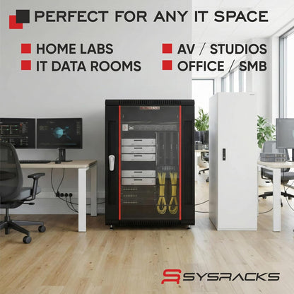 15U Wall Mount Home Lab Server Rack – 19' Locking Network Cabinet, 18' Deep Router & AV Rack with Fan, PDU and Shelf for NAS, Switches and Home Network Equipment