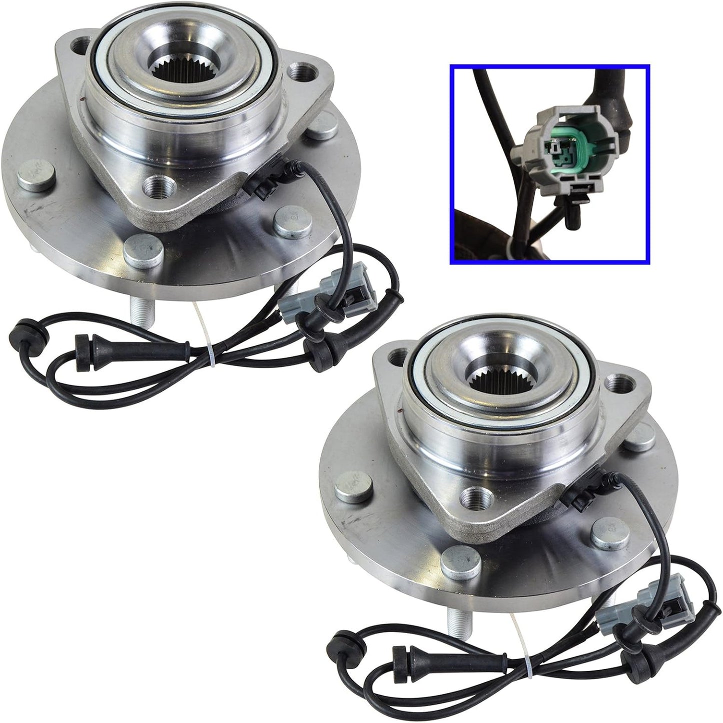 TRQ Front Left and Right Wheel Bearing and Hub Assembly Set 2 Piece Compatible with 2004-2007 Infiniti QX56 2004-2007 Nissan Titan 2005-2007 Armada 2004 Pathfinder Armada 2004 Pathfinder